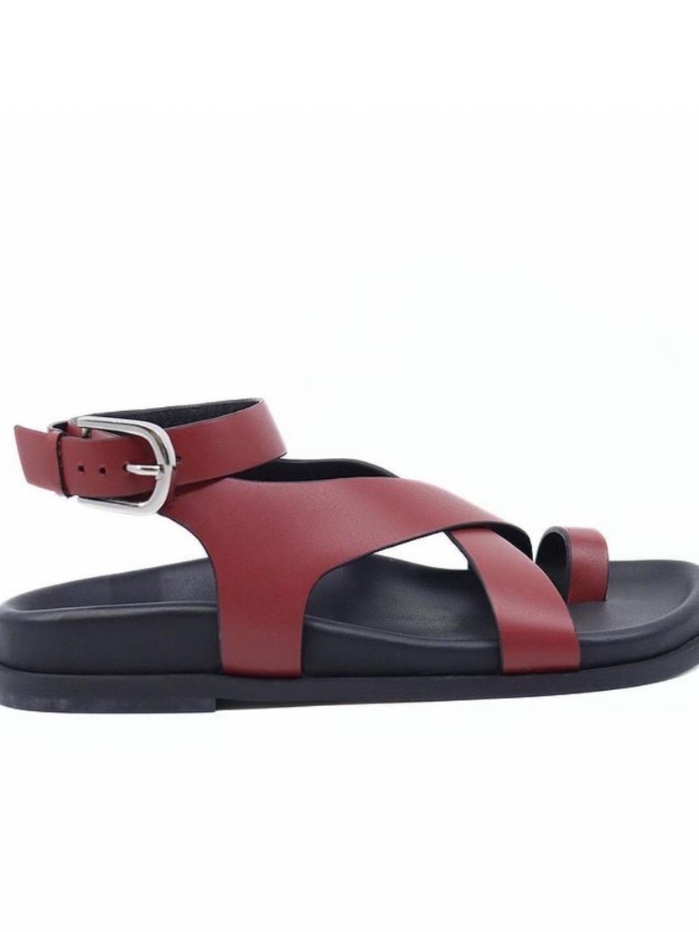 Free People Women's Anya Burgundy Cross-Strap Sandal 7 NIB